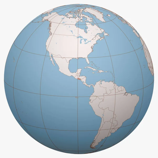 Salvador Globe Earth Hemisphere Centered Location Republic Salvador Salvador Map — Stock Vector