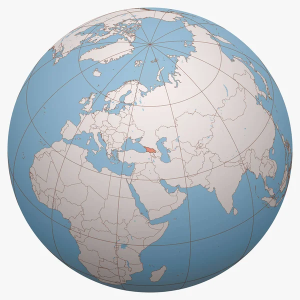 Georgia Zeměkouli Zemská Polokoule Soustředila Pozici Gruzie Georgia Map — Stockový vektor