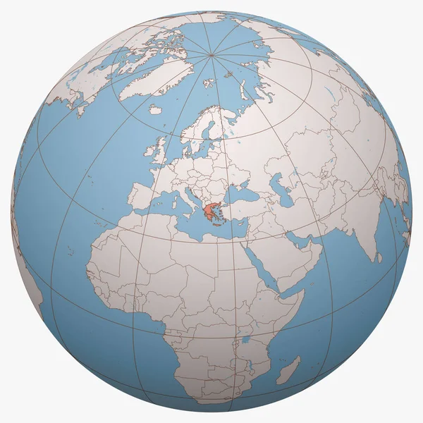 Dünya Üzerindeki Yunanistan Helenik Cumhuriyeti Nin Merkezindeki Dünya Yarım Küresi — Stok Vektör