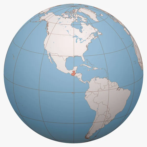 危地马拉在全球 地球半球的中心是危地马拉共和国的位置 危地马拉地图 — 图库矢量图片