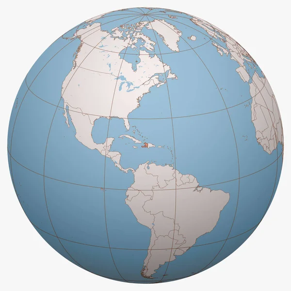 Haití Mundo Hemisferio Terrestre Centrado Ubicación República Haití Hayti Mapa — Archivo Imágenes Vectoriales