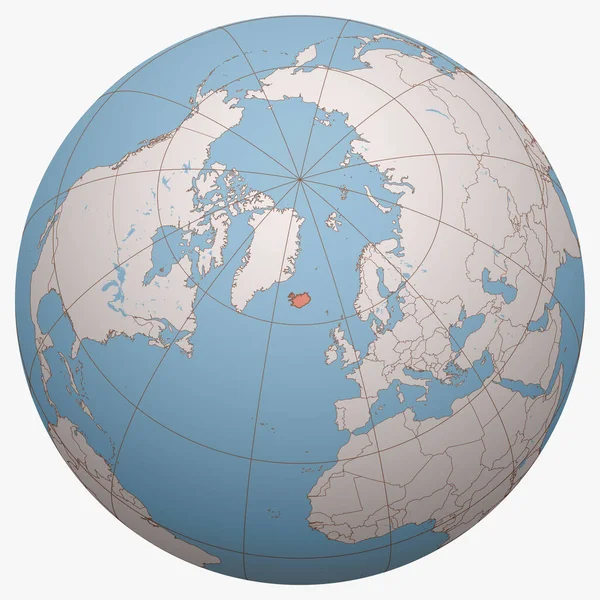 Islanda Sul Globo Emisfero Terrestre Era Incentrato Sulla Posizione Dell — Vettoriale Stock