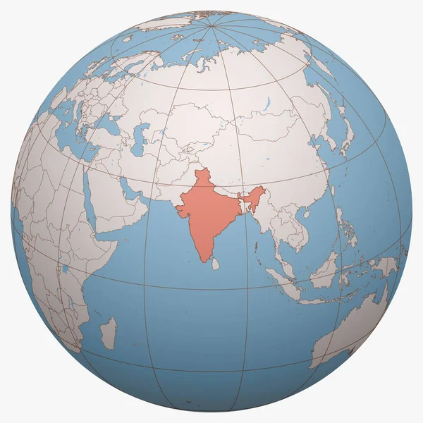 Индия Планете Земное Полушарие Сосредоточено Месте Расположения Республики Индия Карта — стоковый вектор