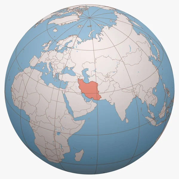 Irán Mundo Hemisferio Terrestre Centrado Ubicación República Islámica Irán Persia — Archivo Imágenes Vectoriales