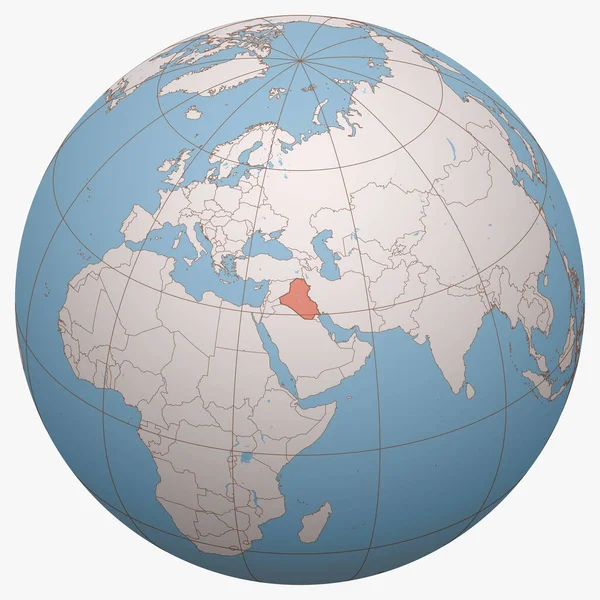 地球上のイラク 地球半球はイラク共和国の位置を中心としています イラク地図 — ストックベクタ