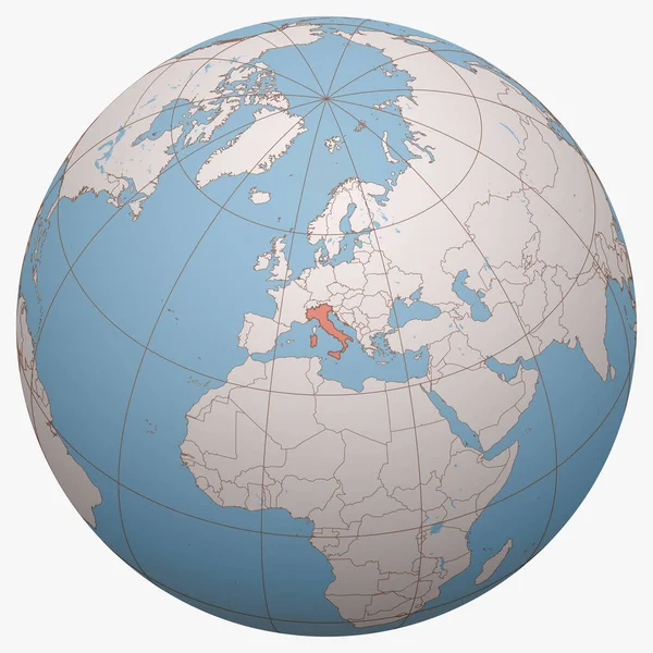 Italië Aardbol Het Aardse Halfrond Gecentreerd Locatie Van Italiaanse Republiek — Stockvector