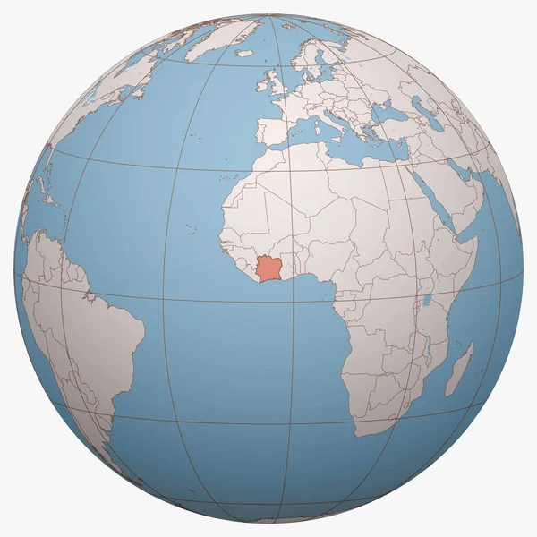 Elfenbeinküste Auf Dem Globus Erdhalbkugel Den Standort Der Republik Cte — Stockvektor