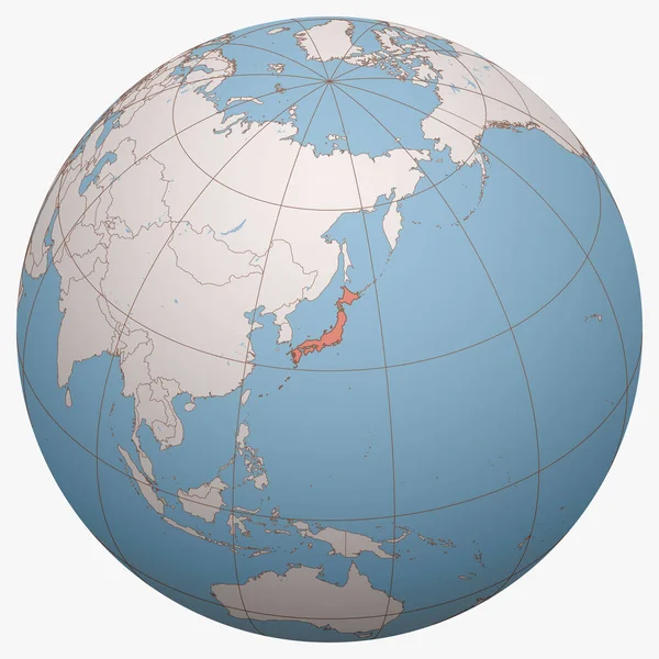 Япония Планете Земное Полушарие Сосредоточено Месте Расположения Японии Карта Японии — стоковый вектор