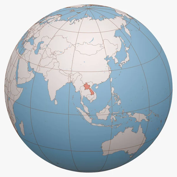 Лаос Планете Земное Полушарие Сосредоточено Месте Лаосской Народно Демократической Республики — стоковый вектор