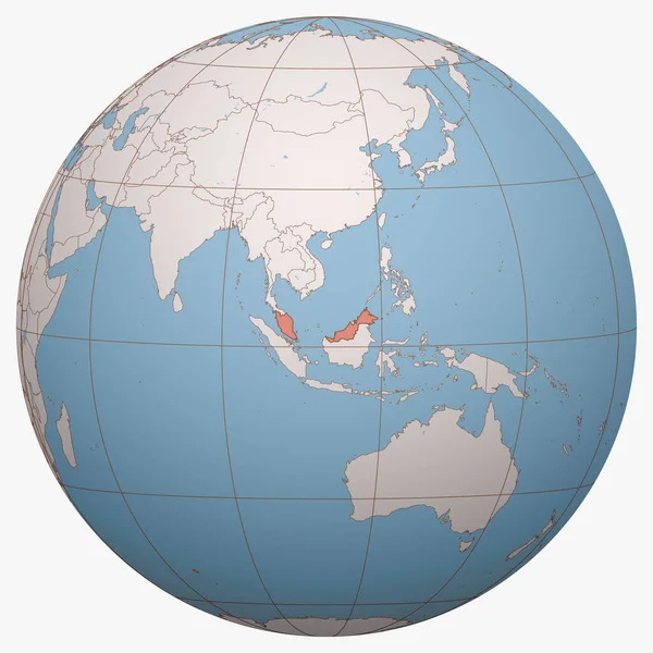 Малайзия Планете Земное Полушарие Сосредоточено Малайзии Карта Малайзии — стоковый вектор