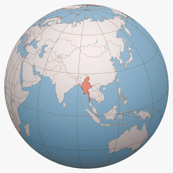 Мьянма Планете Земное Полушарие Сосредоточено Месте Расположения Республики Союза Мьянмы — стоковый вектор