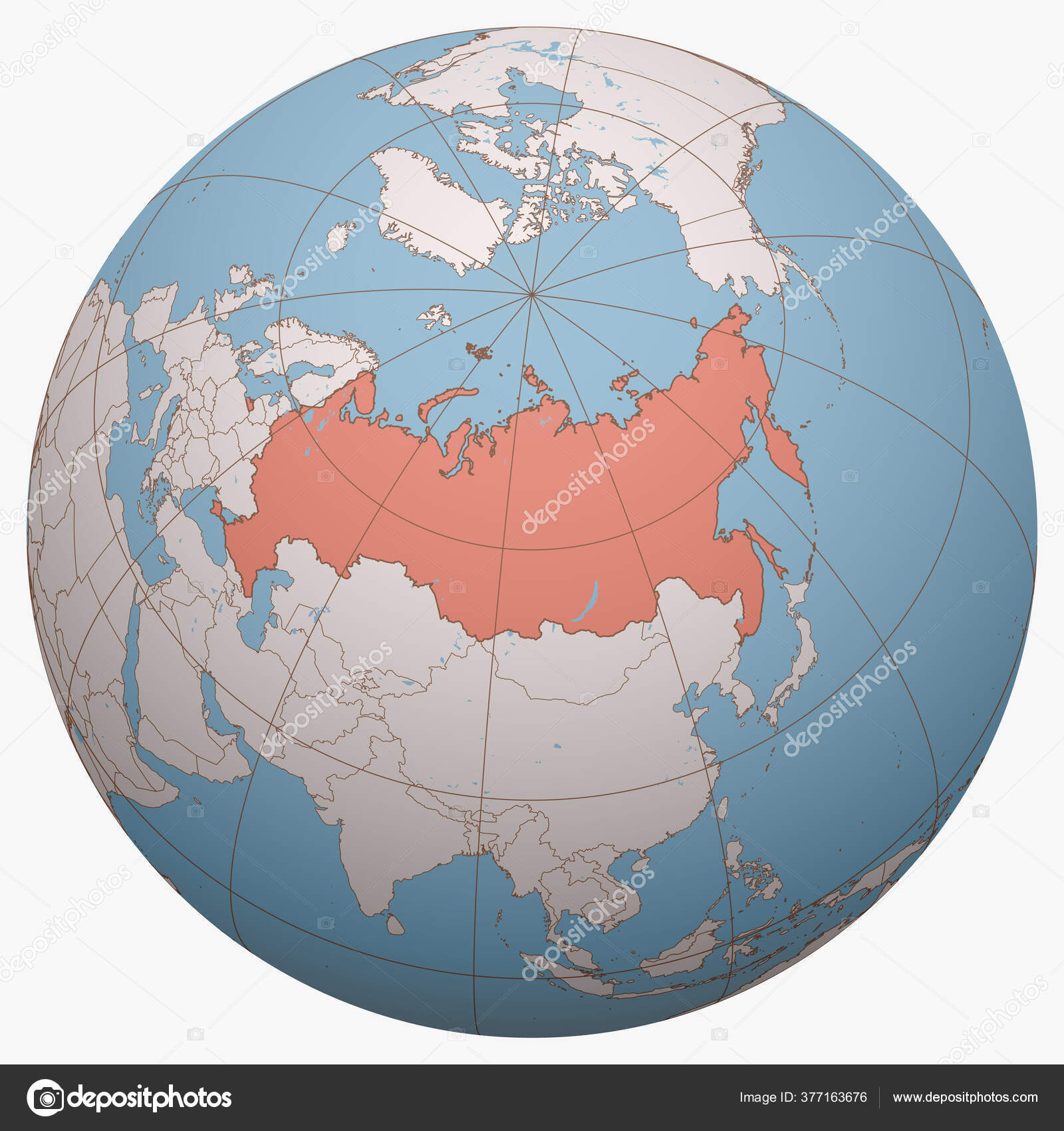 Rússia Globo Hemisfério Terra Centrado Localização Federação Russa Rússia  Mapa imagem vetorial de antonshahrai© 377163676