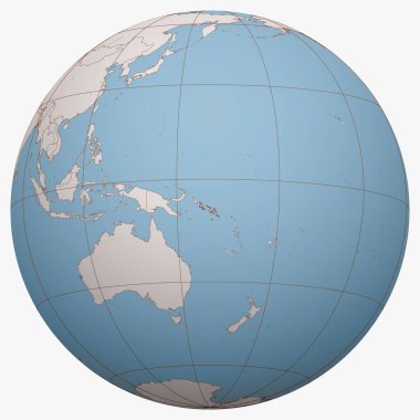 Dünya üzerindeki Solomon Adaları. Solomon Adaları 'nın merkezindeki Dünya yarım küresi. Solomon Adaları haritası.