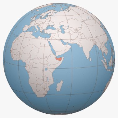 Dünya üzerinde Somaliland. Dünya yarımküre merkezi Somaliland Cumhuriyeti 'nin yeridir. Somaliland haritası.