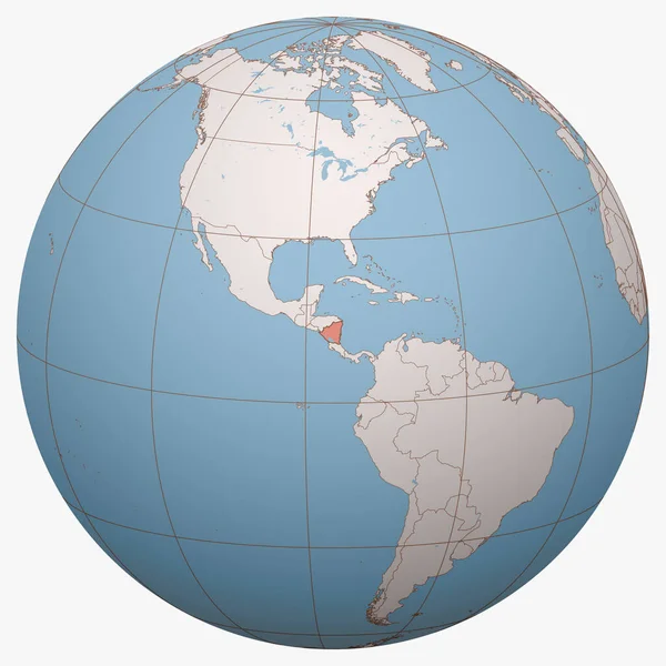 Nicaragua Globe Earth Hemisphere Centered Location Republic Nicaragua Nicaragua Map — Stock Vector