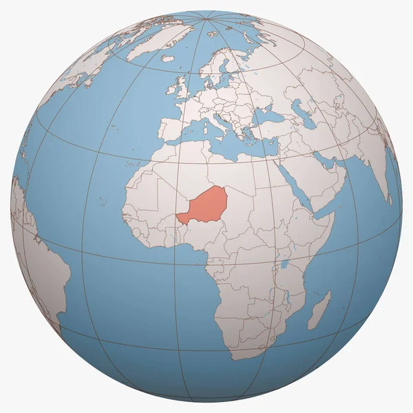 Нигер Планете Земное Полушарие Сосредоточено Месте Расположения Республики Нигер Карта — стоковый вектор
