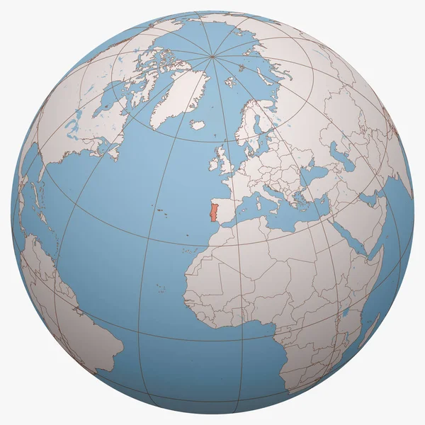 Portugal Globe Earth Hemisphere Centered Location Portuguese Republic Portugal Map — Stock Vector