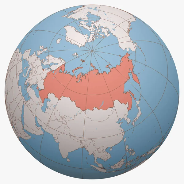 俄罗斯在全球 地球半球的中心是俄罗斯联邦的位置 俄罗斯地图 — 图库矢量图片