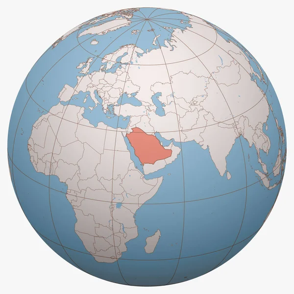 Arabia Saudita Sul Globo Emisfero Terrestre Era Incentrato Sulla Posizione — Vettoriale Stock