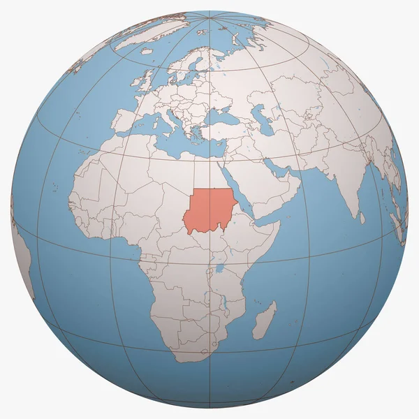 Судан Планете Земное Полушарие Сосредоточено Месте Расположения Республики Судан Карта — стоковый вектор