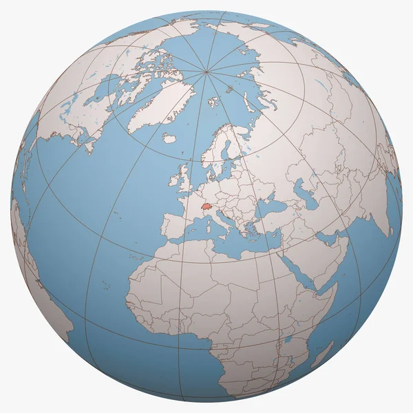 Switzerland Globe Earth Hemisphere Centered Location Swiss Confederation Switzerland Map — Stock Vector