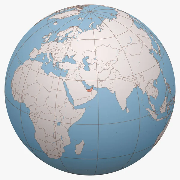アラブ首長国連邦 Uae 世界で 地球半球はアラブ首長国連邦の位置を中心としています アラブ首長国連邦地図 — ストックベクタ