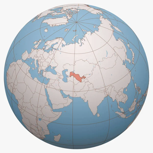 Узбекистан Планете Земное Полушарие Сосредоточено Месте Расположения Республики Узбекистан Карта — стоковый вектор