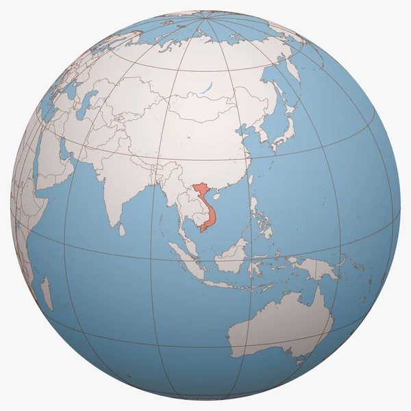 Вьетнам Планете Земное Полушарие Сосредоточено Месте Расположения Социалистической Республики Вьетнам — стоковый вектор