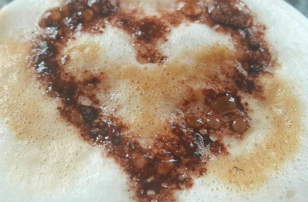 Coffee heart on foam — Stock Photo, Image