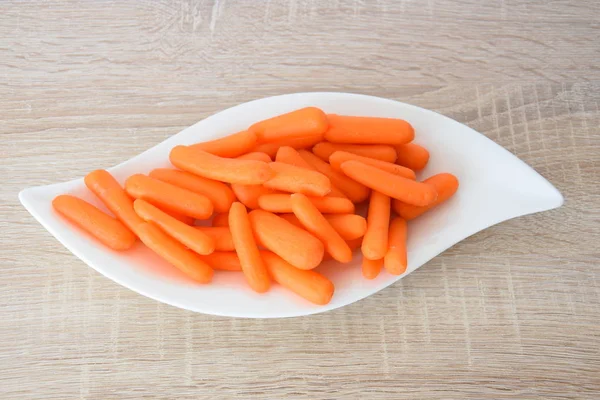 Mini Carrots White Plate — Stock Photo, Image