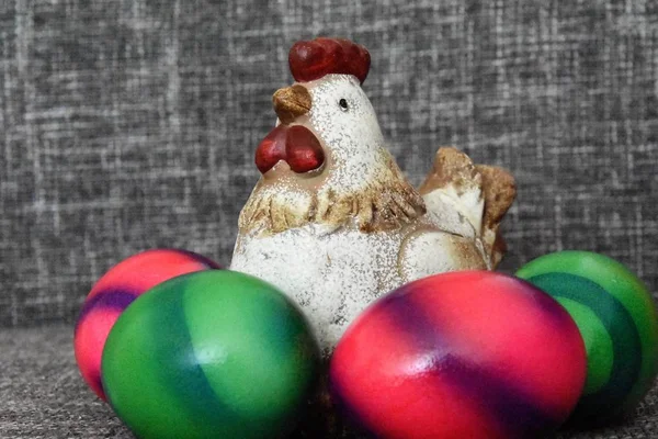 White Clay Chicken Painted Easter Natural Eggs — Stock Photo, Image