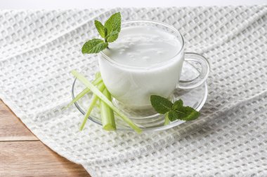 Turkish drink Ayran or kefir, fermented milk drink, lactic acid bacteria clipart