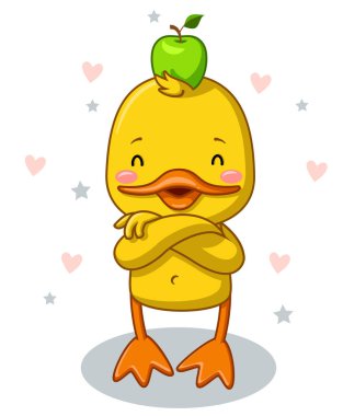 Meyve seven bir ördek yavrusu, bir vejetaryen.