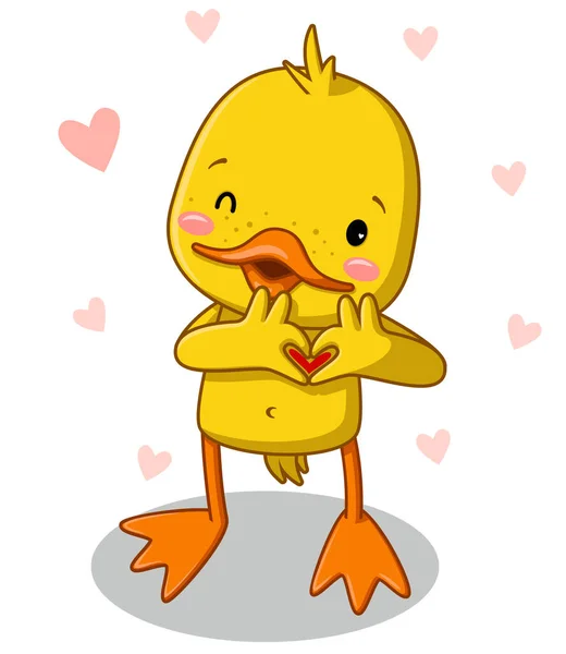 Cute Duckling Gives Love Vector Illustration — Stock Vector