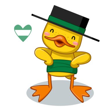 İspanyol kostümlü şirin ördek. Endülüs Günü