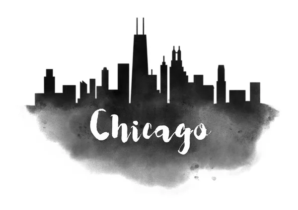Chicago watercolor cityscape — стоковое фото