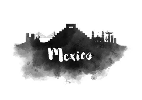 Acuarela mexicana paisaje urbano — Foto de Stock