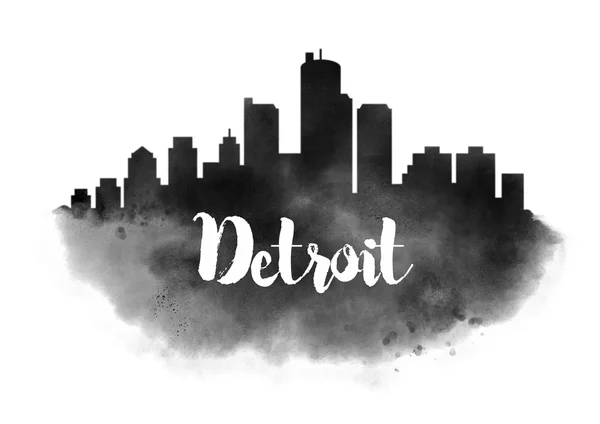 Detroit watercolor cityscape — Stock Photo, Image