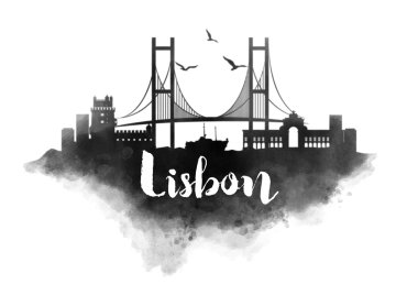 Lizbon suluboya cityscape 