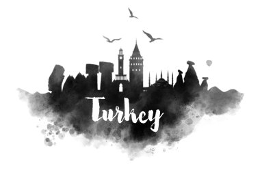 Türkiye suluboya cityscape 