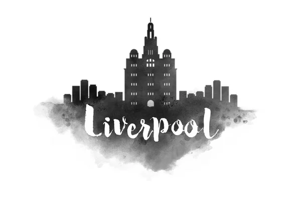 Liverpool acuarela paisaje urbano — Foto de Stock