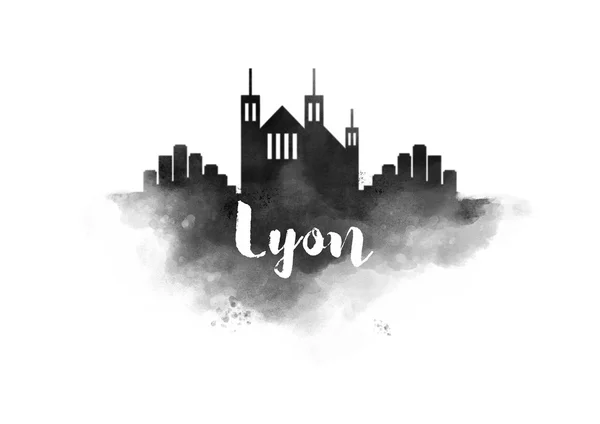 Lyon acuarela paisaje urbano — Foto de Stock