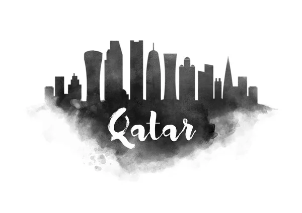 Qataz acuarela paisaje urbano — Foto de Stock