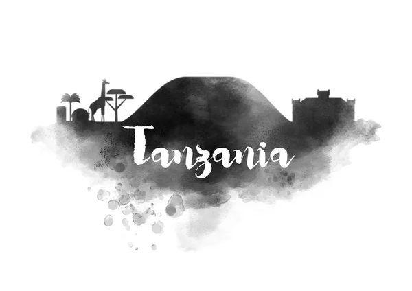 Tanzania watercolor cityscape — стоковое фото