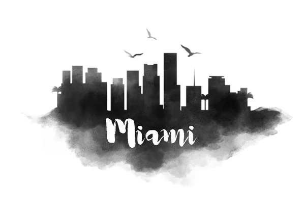 Miami acuarela paisaje urbano —  Fotos de Stock