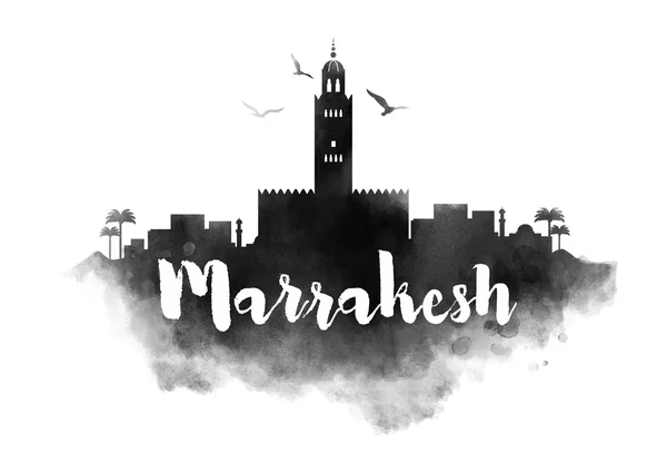 Marrakech akvarell stadsbilden — Stockfoto