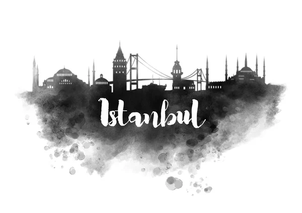 Istanbul acuarela paisaje urbano —  Fotos de Stock