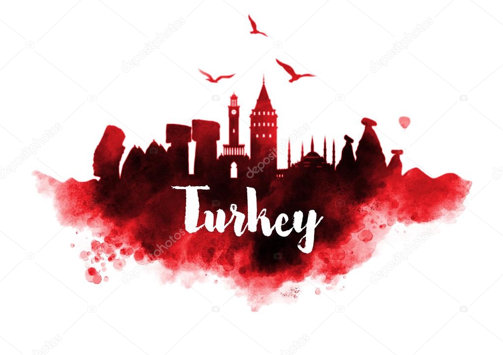 turkey watercolor cityscape