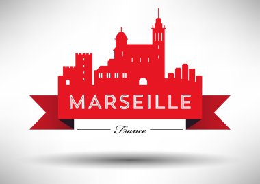 Marsilya şehir manzarası grafik tasarım