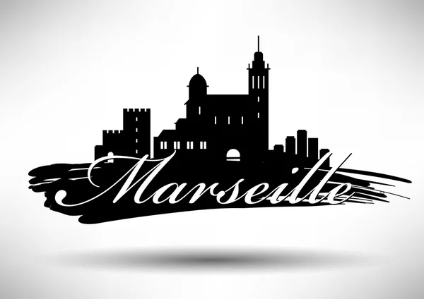 平面设计的马赛城市天际线 — 图库矢量图片